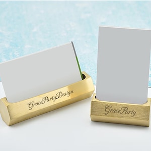 Brass Business Card holder, Business Card holders, Brass Office Decor, Custom Engraved Brass Table Card Stands, Invitation Stands,