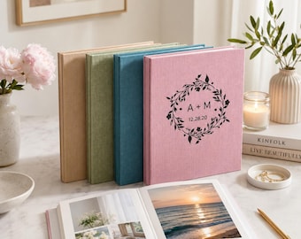 Personalized Linen Photo Book ,Self-Adhesive Scrapbook, Memory Photo Album, Wedding Gifts, DIY Family Photo Albums, Custom Large Linen Album