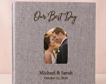 Personalized Linen Photo Album, Engraved Self-Adhesive Scrapbook, Wedding Memory Book, DIY Scrapbook Album, DIY Large Linen Scrapbook Album