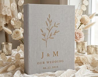 Personalized Linen Photo Album, Wedding, Travel, Family Memory Book, Anniversary Gift, Custom Wedding Album