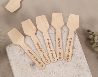 Custom Engraved Mini Wood Spoons: Dessert, Ice Cream, Party Favors