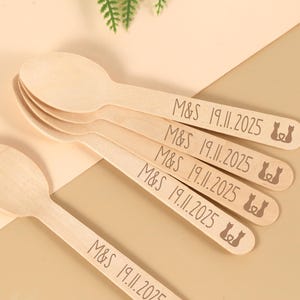 Gepersonaliseerde gegraveerde houten lepels, houten dessertlepels, aangepaste mini houten lepel, houten ijsgerei, feestartikelen, trouwbedankjes