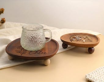 Custom Wooden Travertine Trays,Marble Kitchen Trays, Countertop Trays, Rosso Wooden Ring Tray, Jewelry Tray, Anniversary Gifts,Birthday Gift