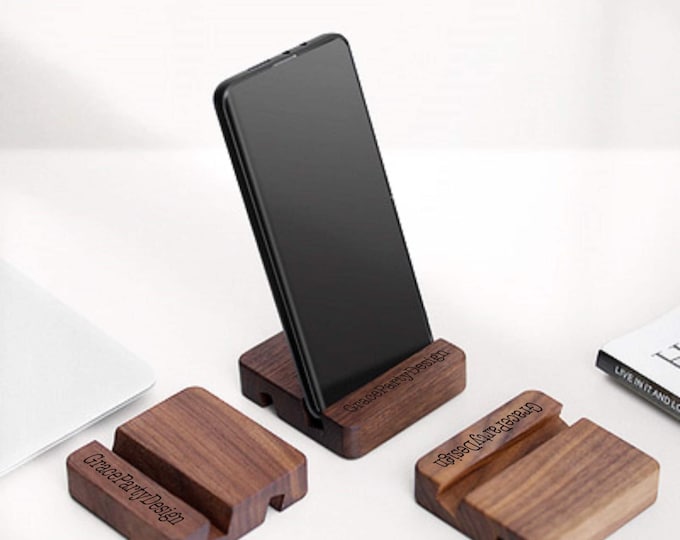 Wood Phone Stand, Wood iPad Stand, Custom Engraved Guest Card Holder, Picture Holder, Name Tag Holders, Phone Stand, Birthday Gift