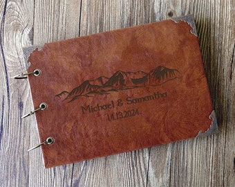 A4 Cabin Book/ Leather scrapbook /Rustic Wedding Photo album/ Memory Book /wedding gift / leather wedding guest book / Anniversary Gift
