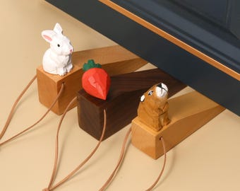 Walnut Wooden Door Stopper, Animal Furniture Decorative Wedges, Handmade Home Accent, Creative Stoppers