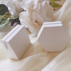Porte-cartes géométrique en plâtre blanc, Présentoir pour cartes, Porte-noms, Porte-cartes de visite, Supports pour photos, Support pour calendrier en plâtre