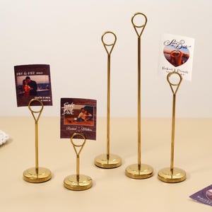 Gouden kaartclips, houder trouwtafelnummer, aangepaste messing kaarthouders, roestvrijstalen houders, fotostandaards, bruiloftdecor