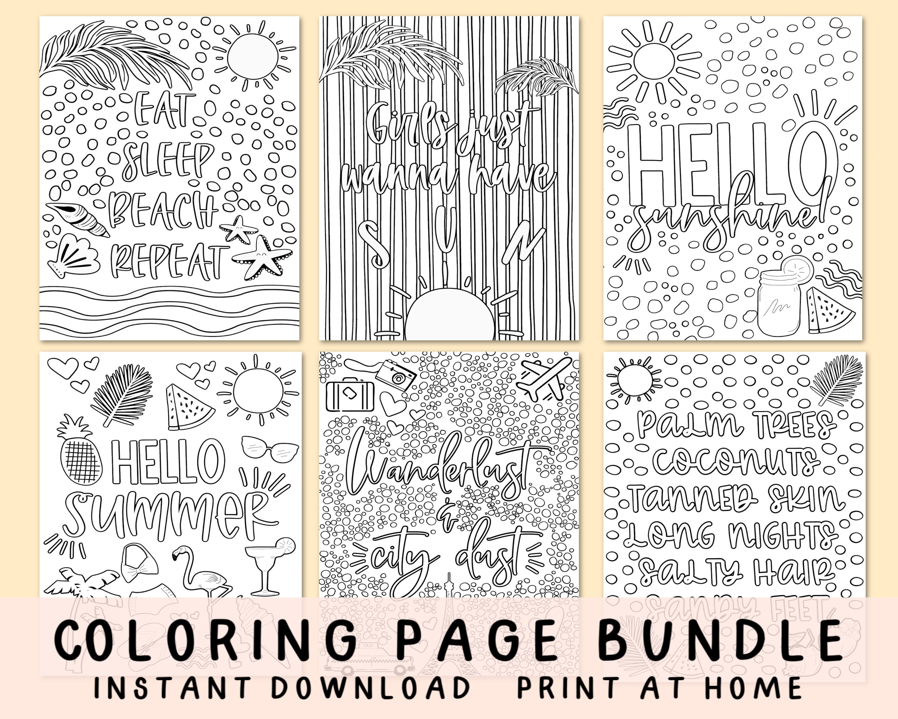 Summer colouring pages printable coloring pages summer | Etsy