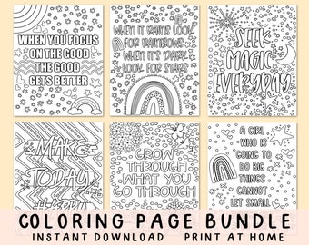 Colouring page bundle, printable coloring pages, quote coloring pages, Coloring pages for adults, coloring for kids, printable coloring book