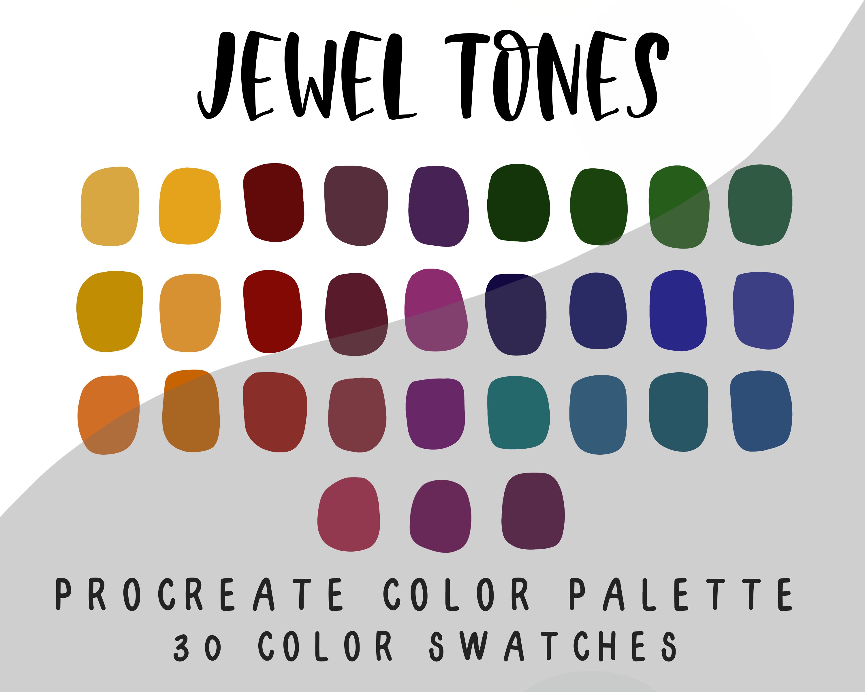 Jewel Tones Procreate Palette, 30 Colors, Color Palette, Procreate ...