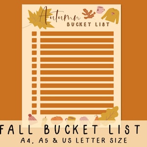 FALL BUCKET LIST, Fall 2024, Autumn bucket list, Printable digital bucket list, Fall Planner inserts, Activity planner for kids, harvest