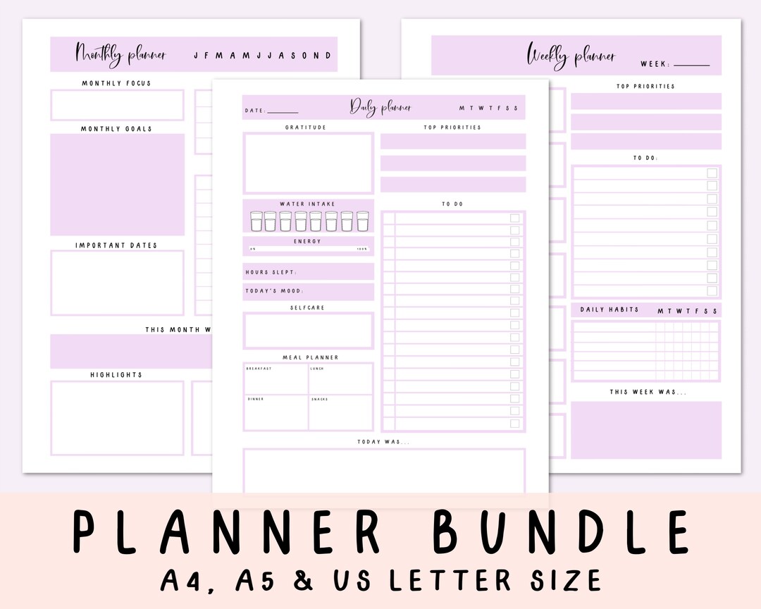2024 DAILY WEEKLY & MONTHLY Planner Bundle Printable Planner - Etsy