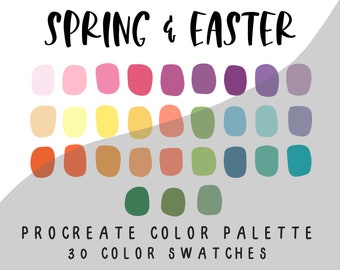 Paleta de colores de Procreate, herramienta de Procreate, muestras de color, paleta de colores de primavera, paleta de colores digital, paleta de colores de Pascua, 30 muestras