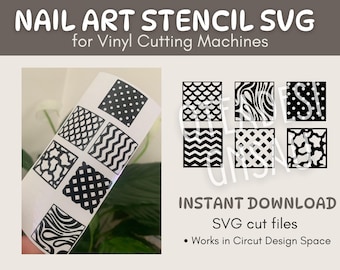 Nail Art-stencil SVG | Zebra, strepen, patronen (digitale download)