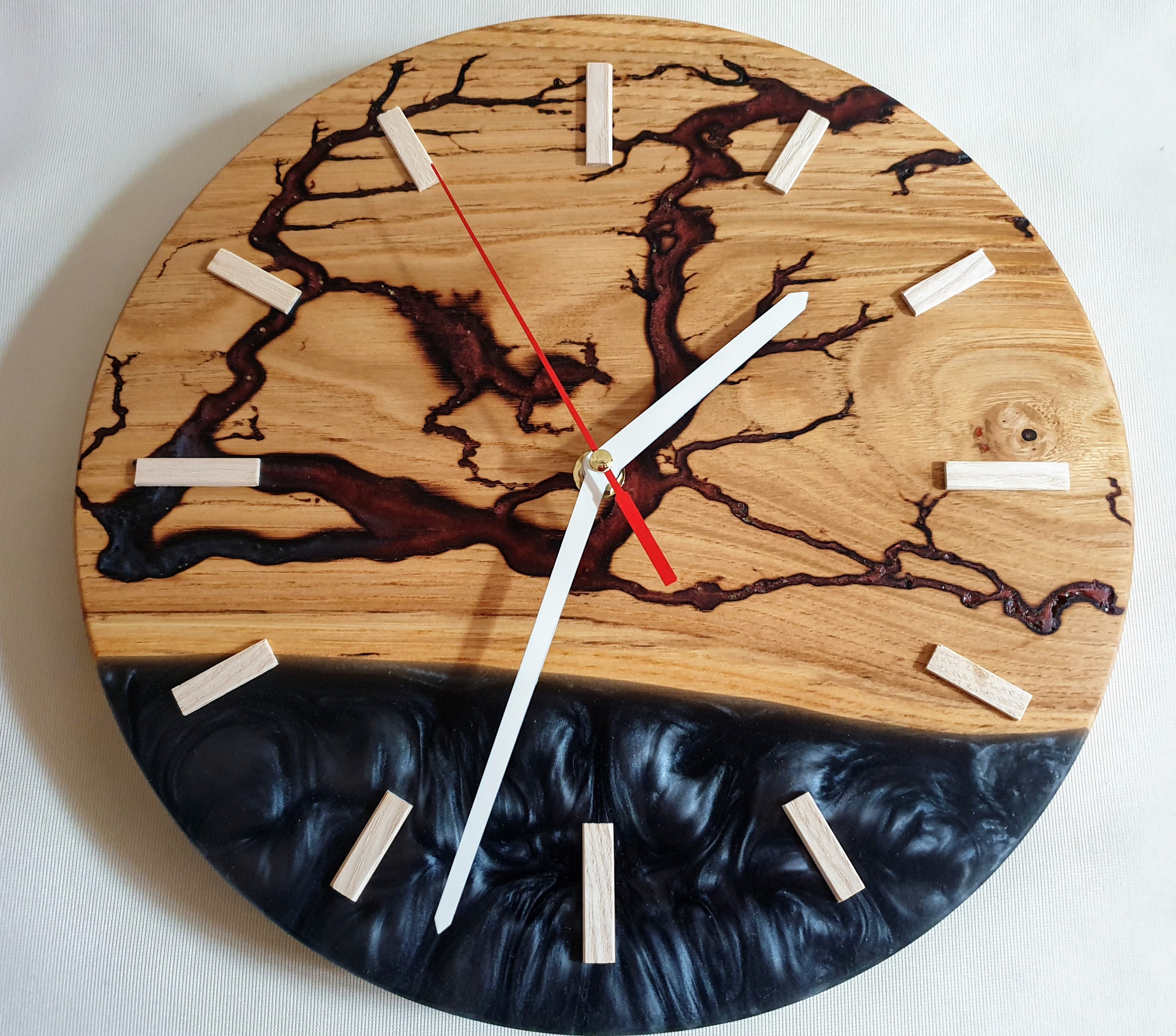 Montre Bois Fractales de Lichtenberg Wood Clock