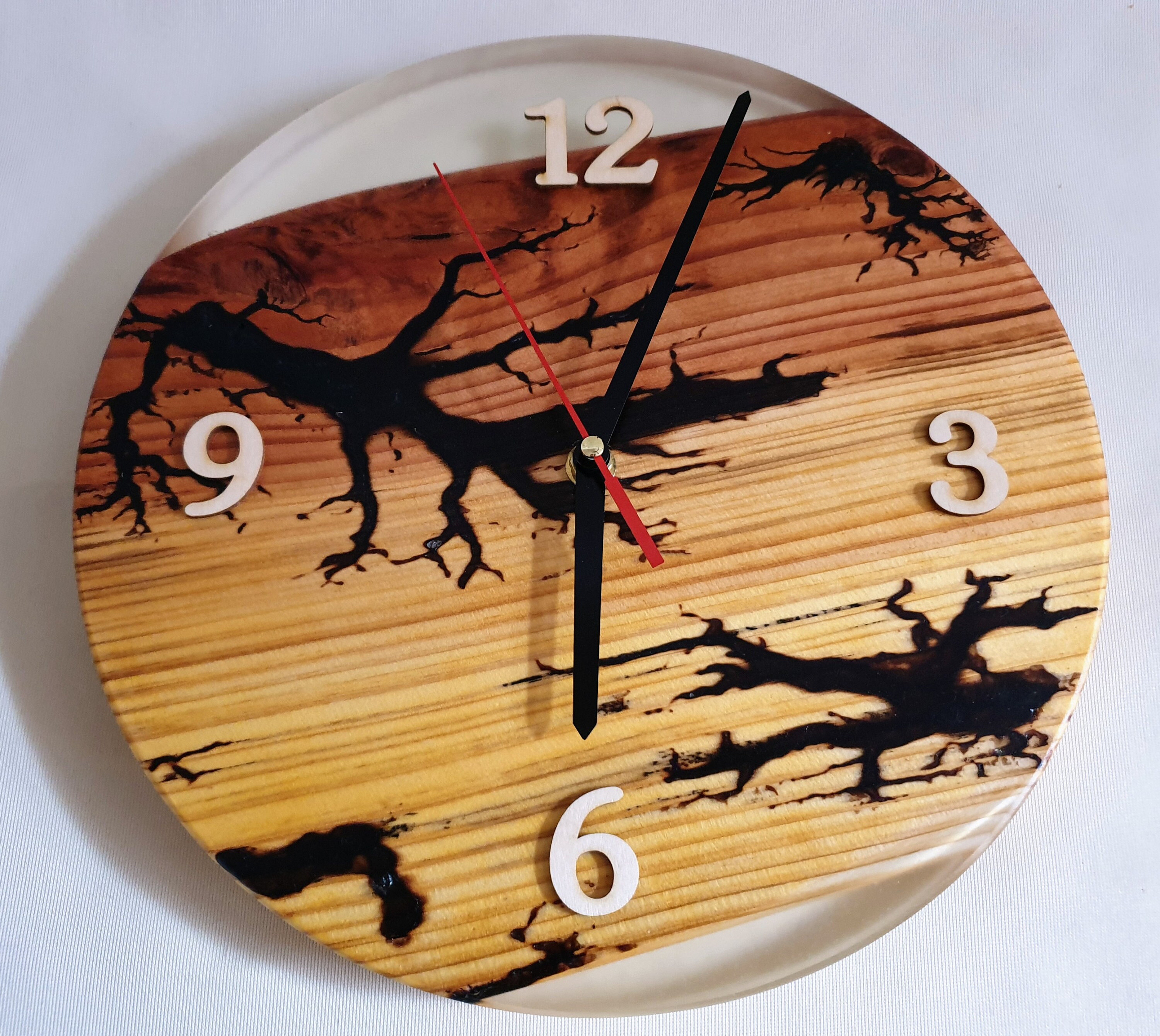 Montre Bois Fractales de Lichtenberg Wood Clock