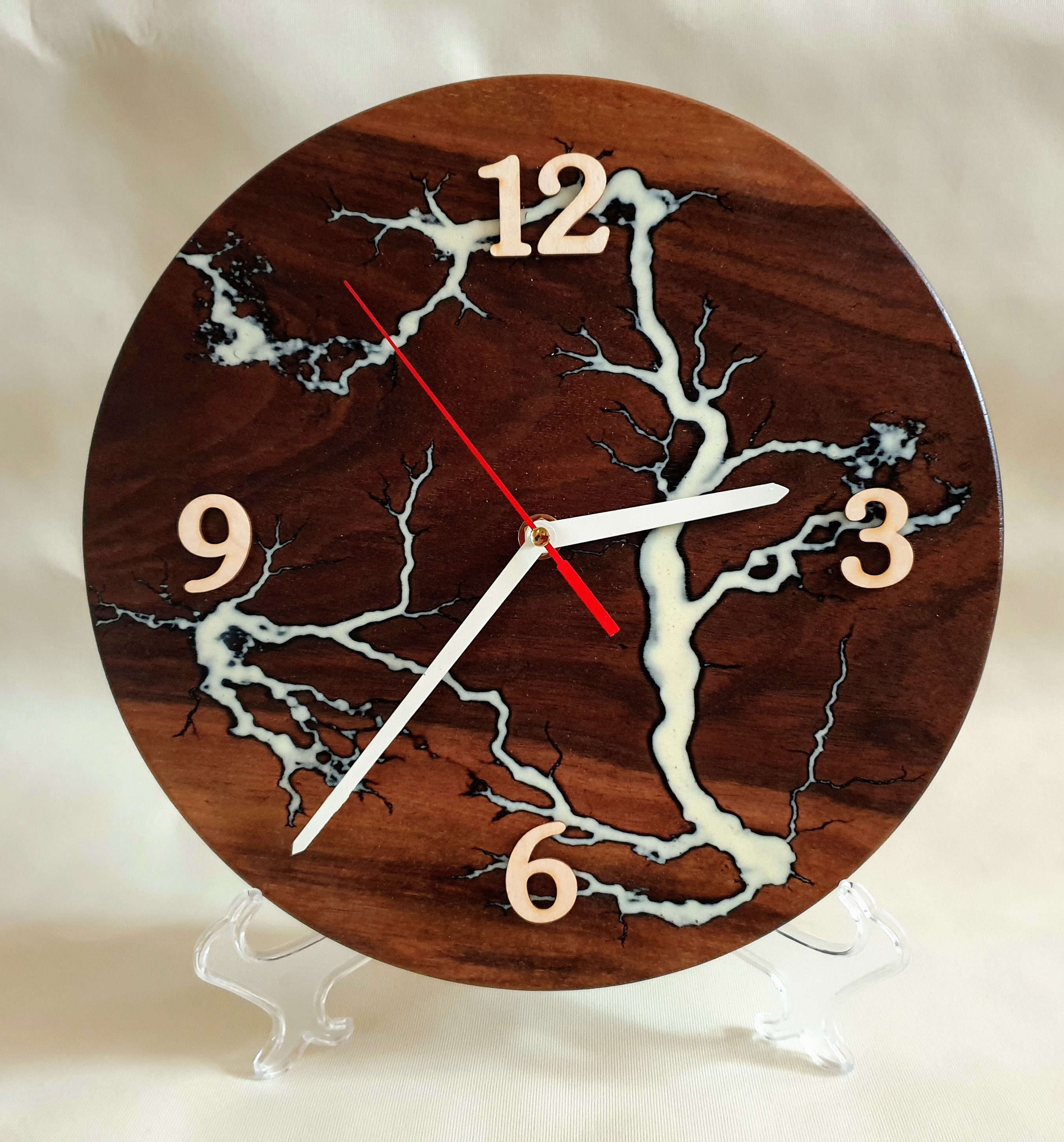 Montre Bois Fractales de Lichtenberg Wood Clock