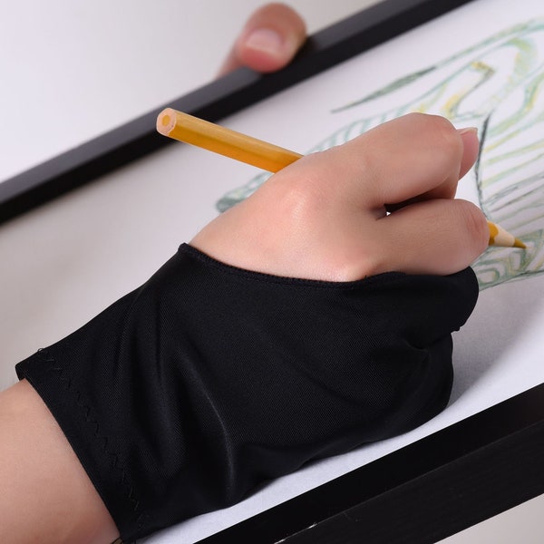 Classic Black Artist Glove | Drawing, Graphics Designing| 2-Finger Anti-Fouling Glove| Fits Right and Left Hand| Unisex | Free Shipping