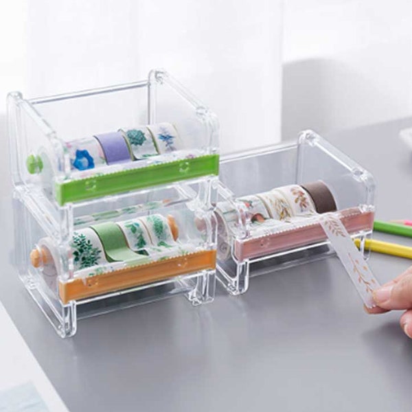 Washi Tape Dispenser / Cutter | Stackable, Transparent, Two Tooth Selection| Tape Storage / Organizer | Desktop Tape Cutter | Free Shipping