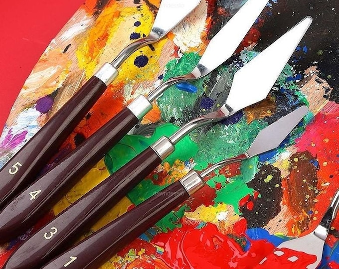 5 Pcs Stainless Steel Palette Knives: Artist Painting Spatula Set