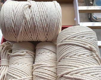 Natural Cotton Macrame Cord: Single Strand Twine, Cream Off-White