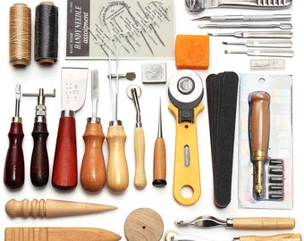 Kit d'outils d'artisanat en cuir professionnel 37 pièces | Outils en cuir, outils de reliure, outils de fabrication du cuir, outils de fabrication de chaussures | Livraison gratuite