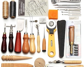 Kit d'outils d'artisanat en cuir professionnel 37 pièces | Outils en cuir, outils de reliure, outils de fabrication du cuir, outils de fabrication de chaussures | Livraison gratuite