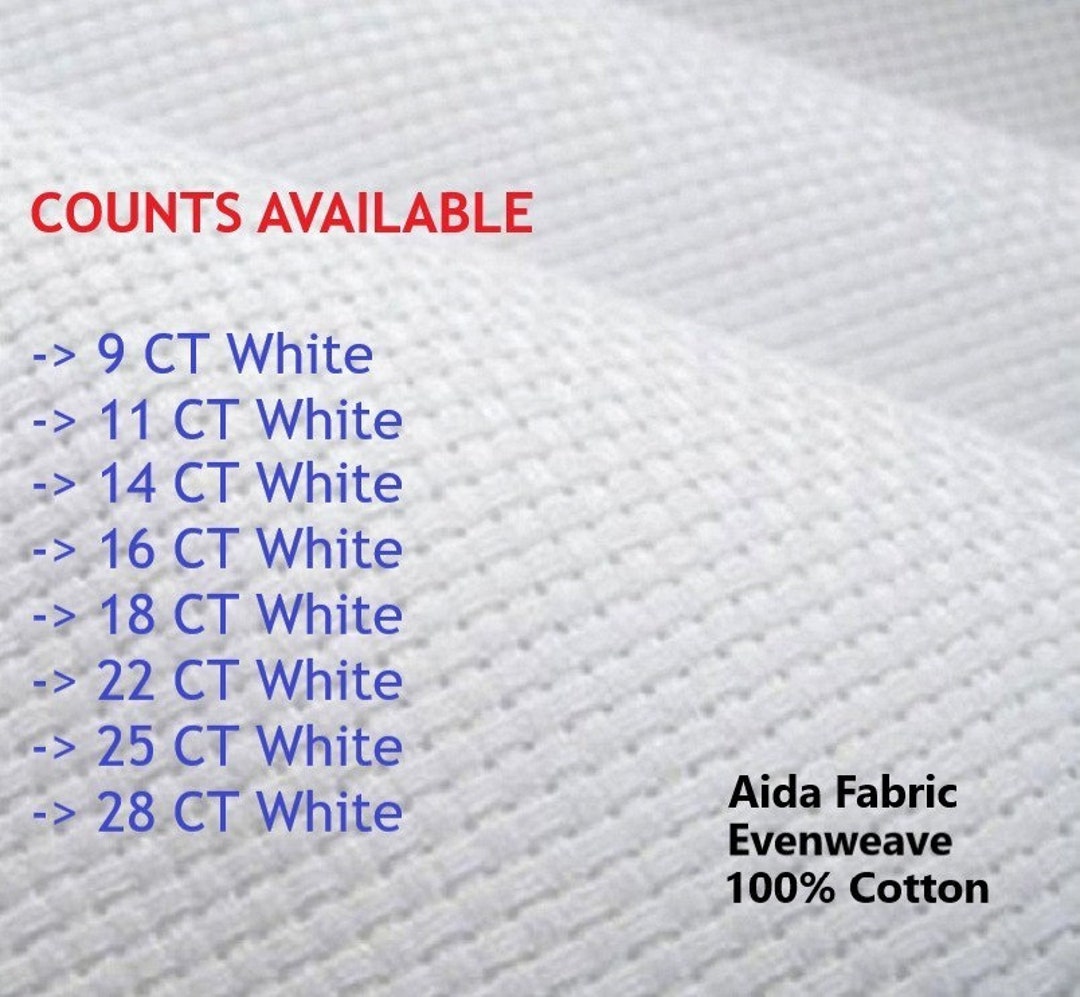 AIDA 18 COUNT WHITE CROSS STITCH FABRIC MATERIAL 100% COTTON SOFT 1 METRE
