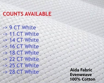 9 CT to 28 CT Cross Stitch Fabric, Aida Canvas Cloth | White, Evenweave, 100% Cotton | Cross Stitch Canvas, Embroidery Fabric| Free Shipping