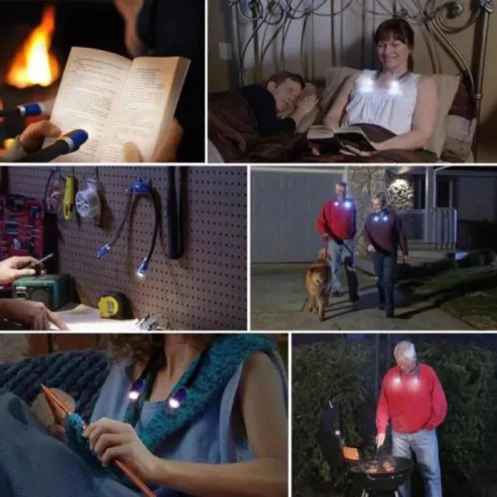 Lampada Da Lettura A LED A Collo Ricaricabile – Luce Flessibile 360° Per Uncinetto, Maglia E Lettura, Con 3 Temperature Colore