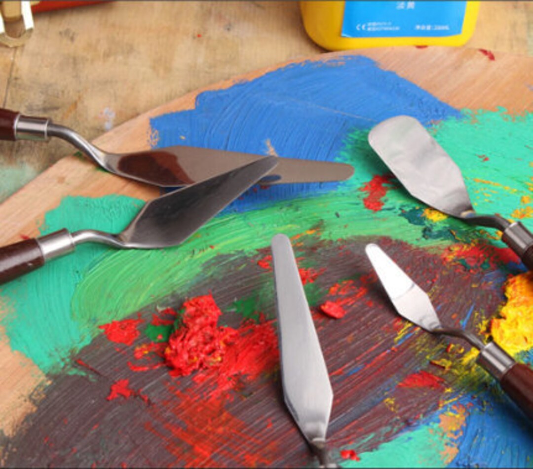 5 Pcs Mixed Palette Knives Painting Stainless Steel Scraper Etsy