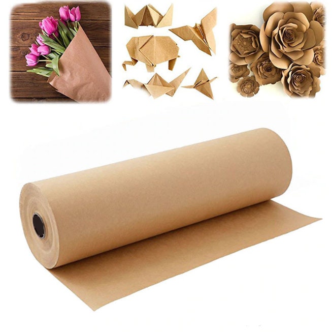 Kraft Paper Roll for Gift Wrapping, Moving, Packing, Plain Brown