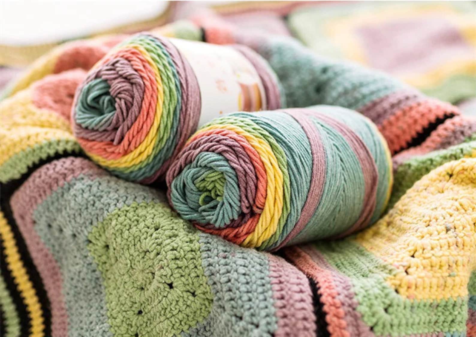 Rainbow Cotton Knitting/Crochet Yarn 100 Etsy