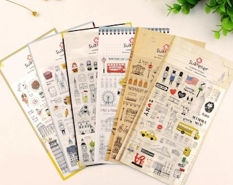 Korean Travel Stickers: Cityscapes & Landmarks - Scrapbook, Planner