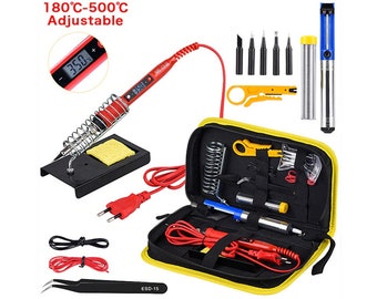 Soldering Iron Kit | LCD Display, Adjustable Temperature, Solder Welding Tools, EU/US Plug, Soldering Tips and Accessories | Free Shipping