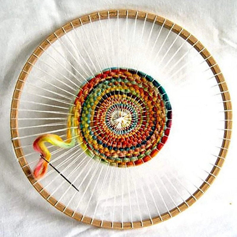 Round Weaving Loom Kit Circular Loom Hoop, Frame Weave Tapestry Kit Woven  Wall Art Wooden Hoop Hand-woven DIY Kit Free Shipping 