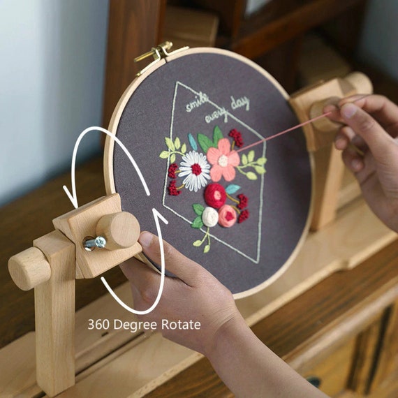 Embroidery Hoop Stand Rotated Wooden Embroidery Stand for Sewing Accessories