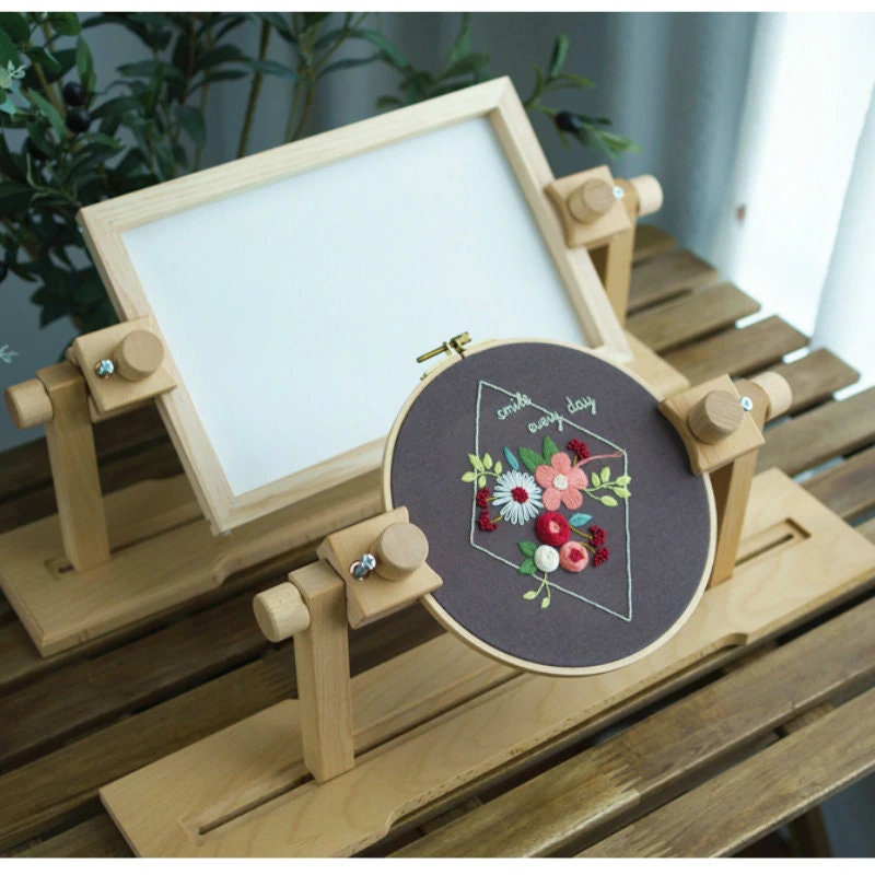 360 Degree Rotation Adjustable Wooden Embroidery Hoop Table Stand Frame  Cross Stitchs Stand Rings Sewing DIY Art Craft Gifts - AliExpress