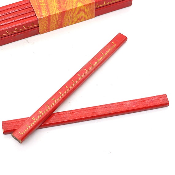 Custom Carpenter Pencils Bright Red Builder Timber Woodworking