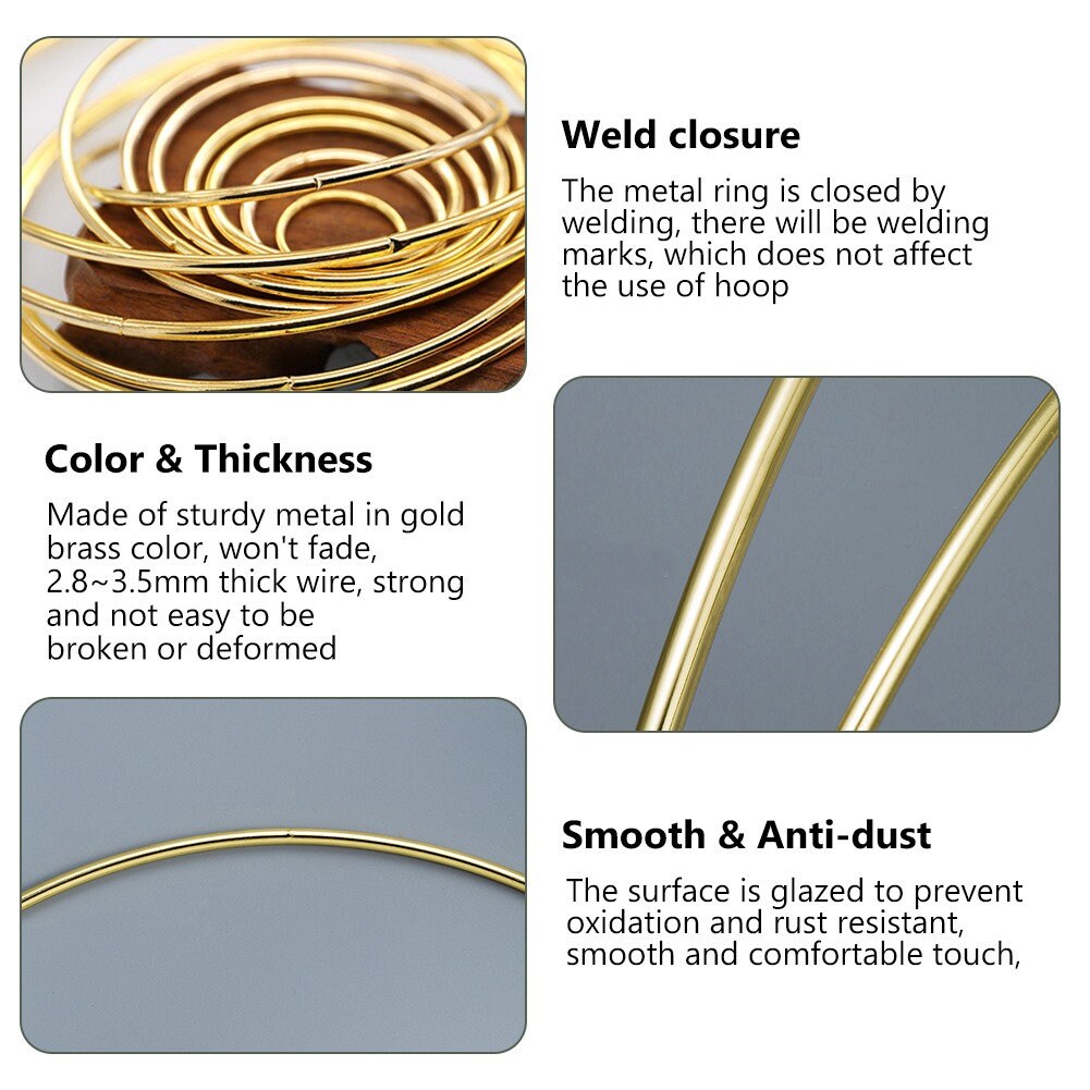 Gold Metal Wreath Hoops 5 to 40 CM Smooth & Rust Resistant Etsy