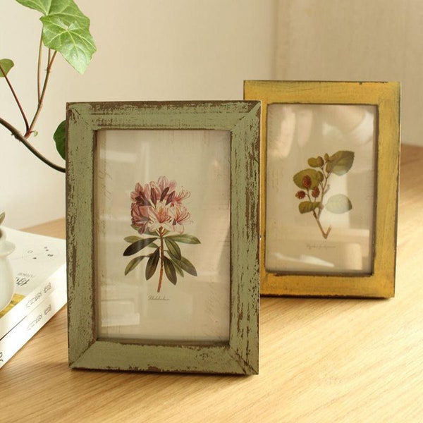 Farmhouse Distressed Frame Cadre d'artisanat en bois cadre photo vintage 5 pouces Stand de support d'image en bois Décoration de bureau de chambre à coucher à la maison Livraison gratuite