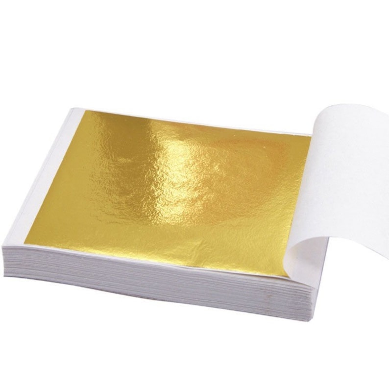 100 Gold Leaf Sheets Gold Leaf Foils K Gold Foil Etsy