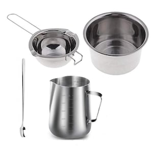 Kit per la fabbricazione di sapone e candele / Strumenti fai da te per la fabbricazione di sapone, caramelle e candele con contenitore per versare, contenitore esterno, contenitore interno e cucchiaio per mescolare / Spedizione gratuita