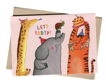 Let's Party Card, Happy Birthday Card, Celebration Card