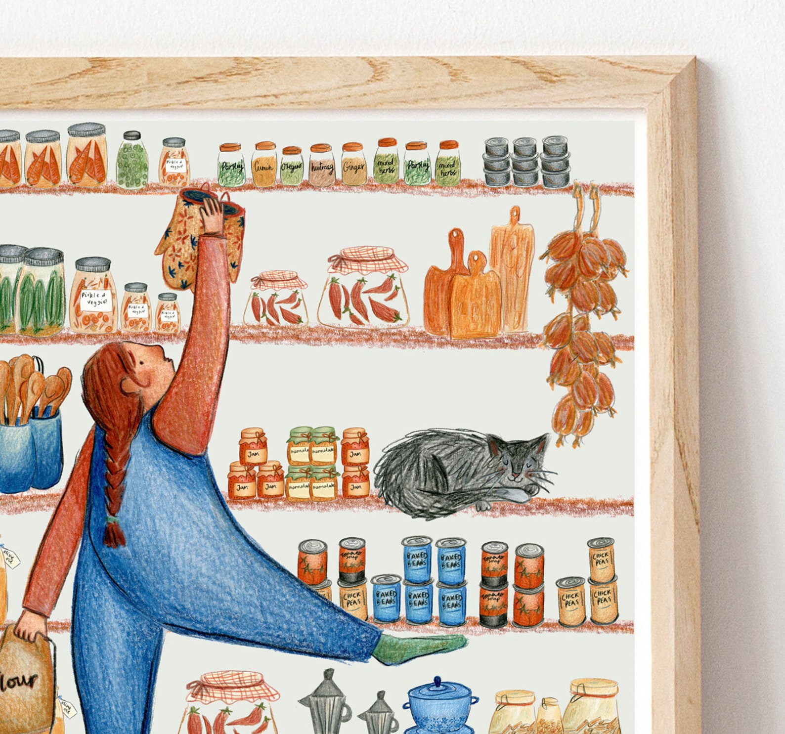 Illustrated Pantry Print Home Print Illustrated Prints Wall Etsy UK