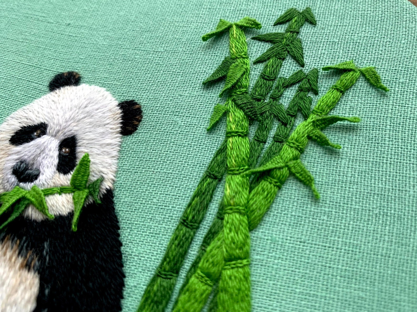 Panda and Bamboo Embroidery Pattern/ PDF Download/ Tutorial/ Etsy