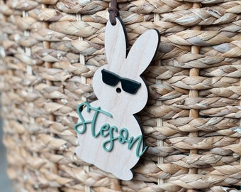 Easter Basket Tag, Personalized Easter Basket Name Tag, Custom Easter Tag, Bunny Easter Tag, Custom Wooden Tag, Personalized Name Tag