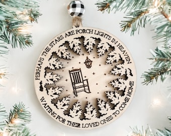 Porch Lights Ornament, Memorial Ornament, Wood Ornament, Engraved Ornament, Laser Cut Ornament, Christmas Ornament, Christmas Gift