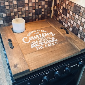 Camper Stove Cover, RV Stove Cover, Camper Noodle Board, RV Noodle Board, Custom Last Name Noodle Board, Camper Decor, RV Decor